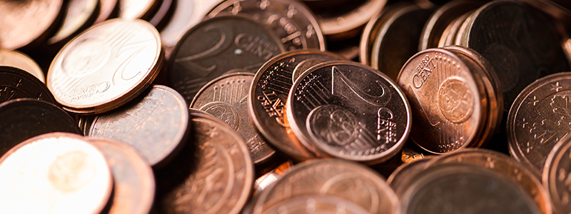 euro coins stacked on top