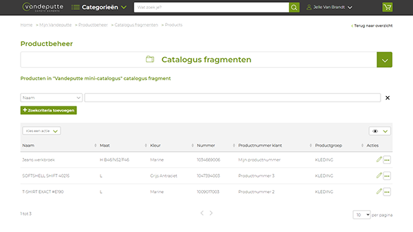 Productbeheer - mini-catalogus