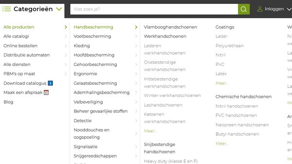 Vernieuwde navigatiemenu vdp.com