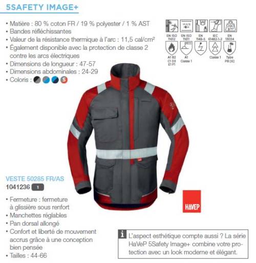 vêtements coton/polyester ignifuge- partie du guide EPI 2019 Vandeputte