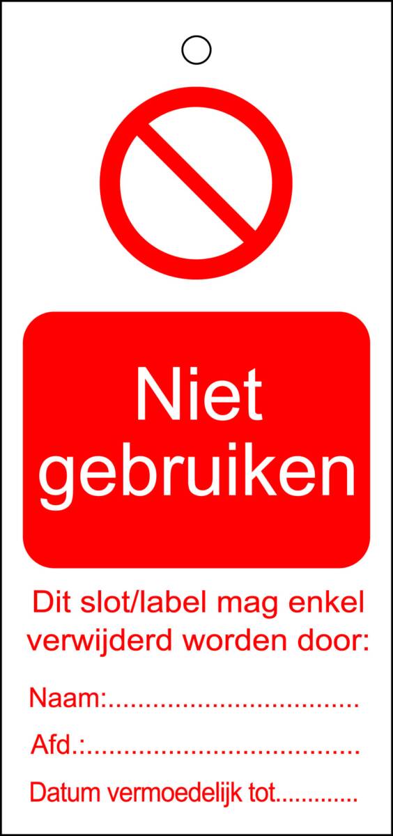 Tag Niet Gebruiken 50X110 225222