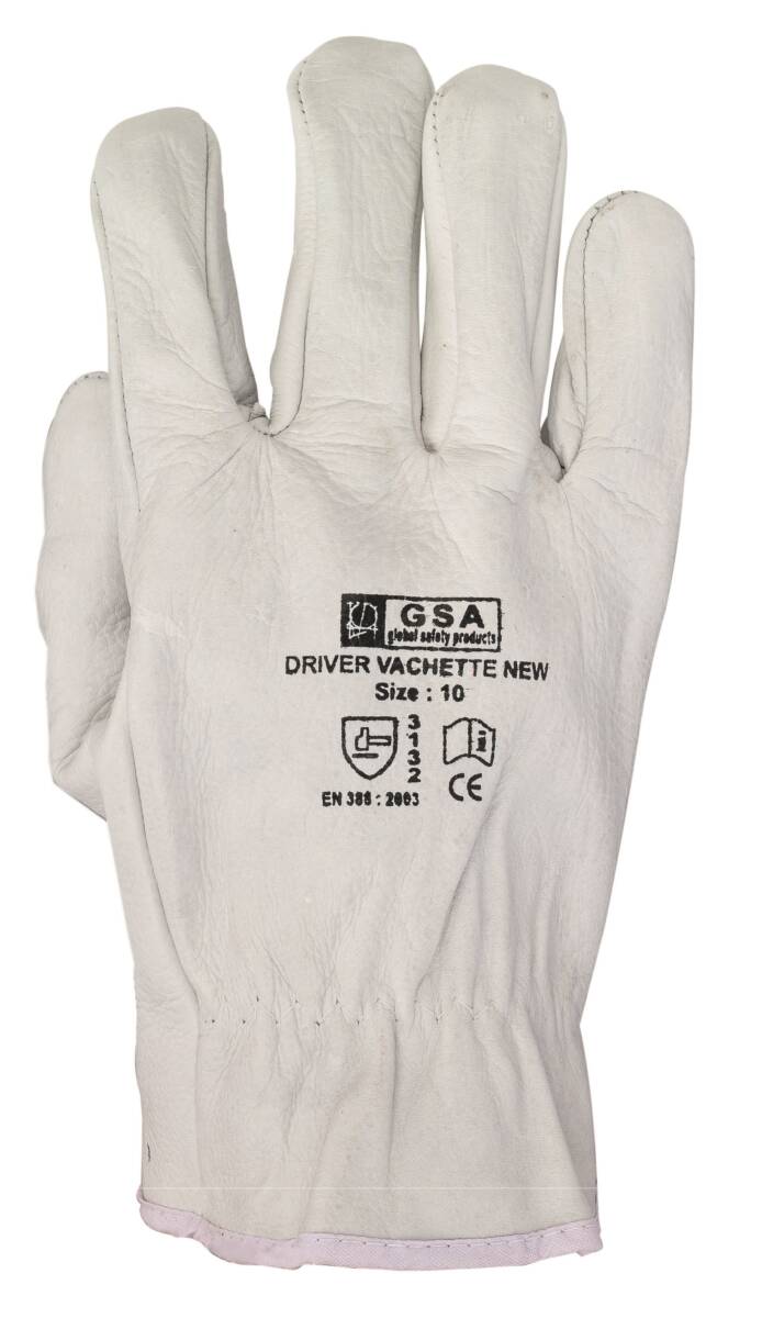 Gants De Travail En Cuir De Vachette - Taille 11 (XXL) - Blanc - Poignet Élastique - Conforme EN 388 - Pour Conduite, Montage - 3
