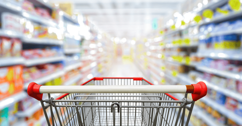 Panier vide dans un magasin