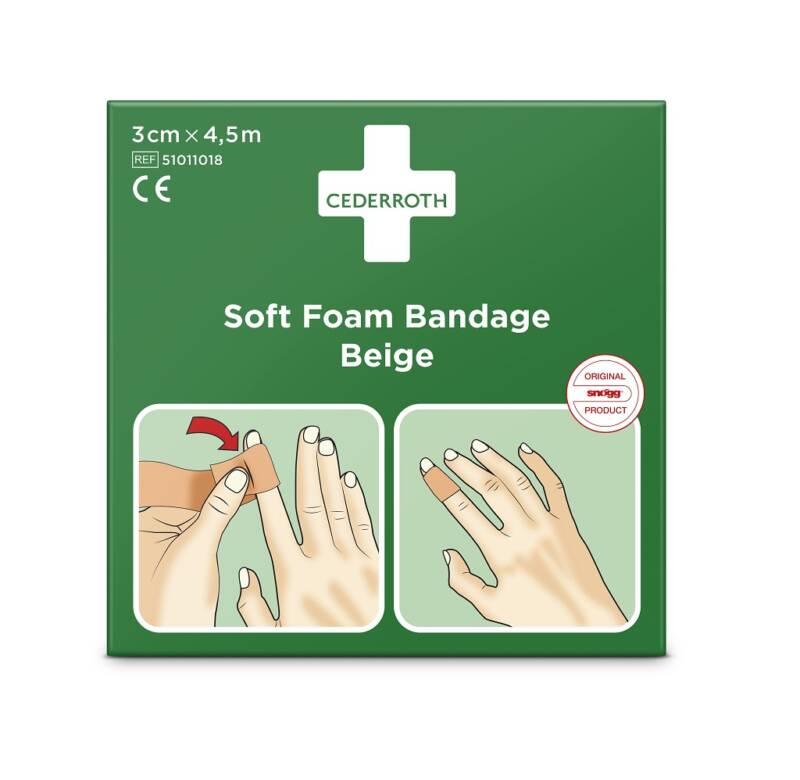 Foam bandage beige 3cmx4.5m Bandages Vandeputte Safety Experts