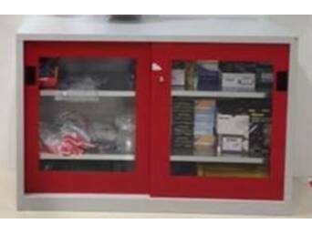 RED STEEL PPE CABINET PLEXI