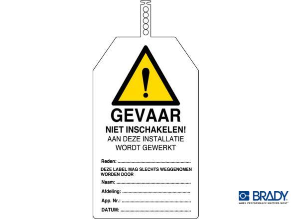LOTO TAG VL1 PVC 145X85 284400 NL